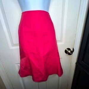 Ann Taylor Petites 10 Pink Linen Rayon Knit A-Line Suit Skirt 10P Knee Length